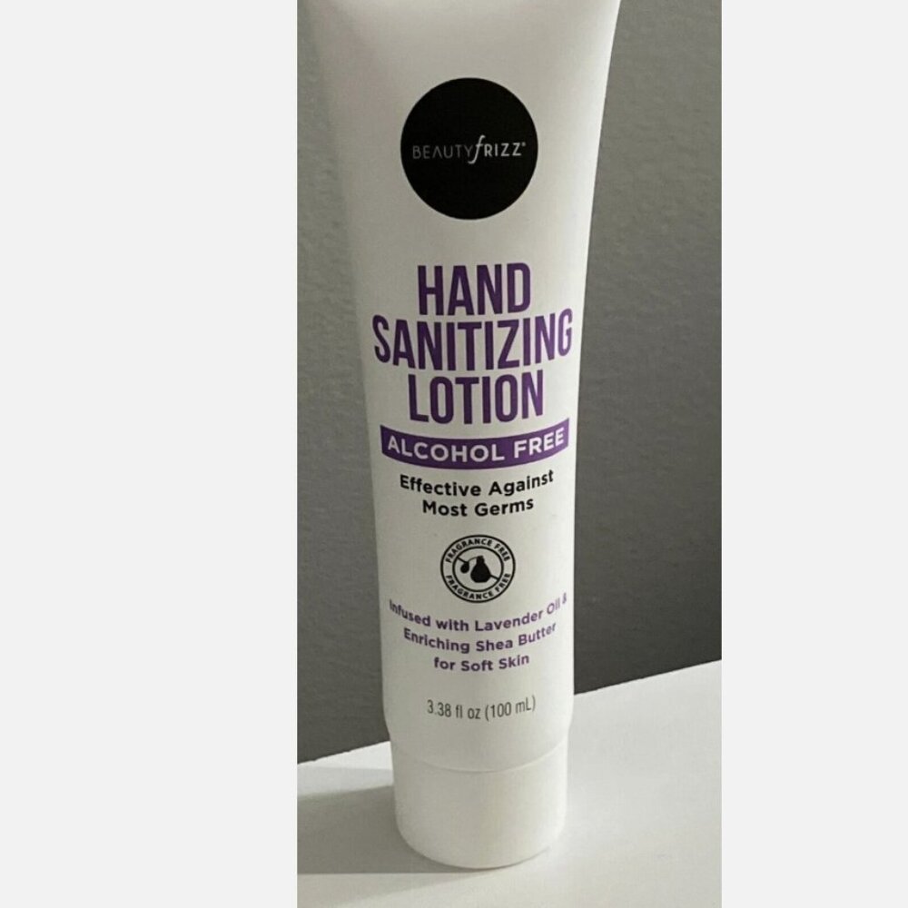BEAUTY FRIZZ HAND SANITIZING LOTION LAVENDER-ALCOHOL FREE-3.38 fl oz /100 ml-NEW
